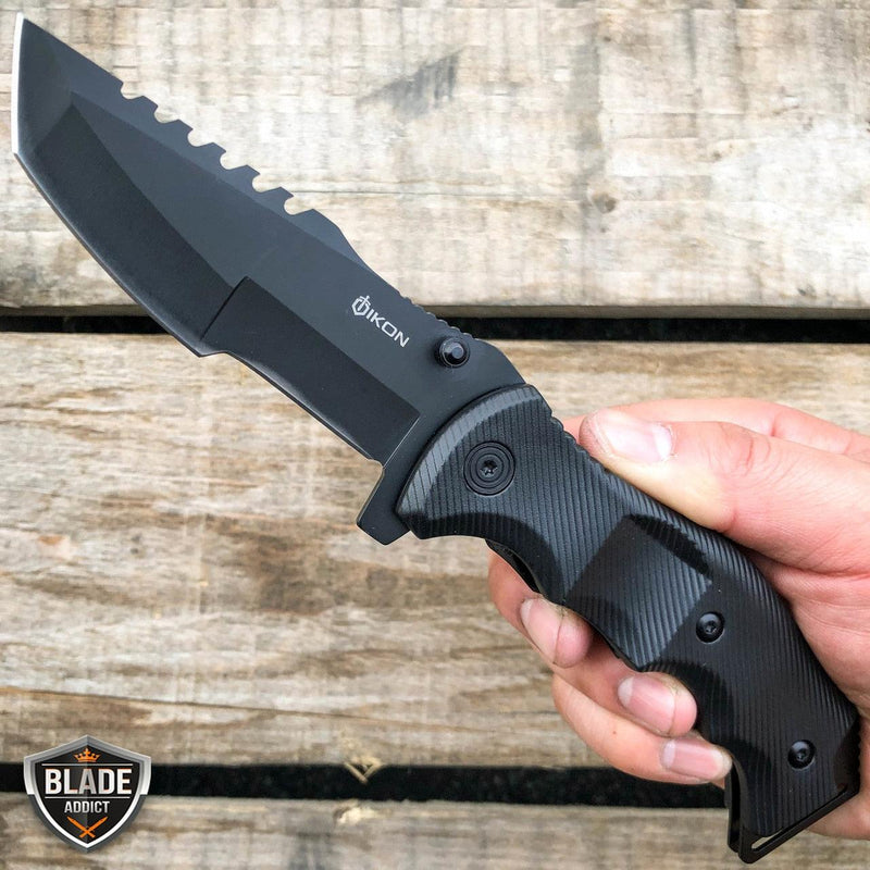 9" CSGO Tactical G10 Folding Spring Assisted Pocket Knife Black - BLADE ADDICT