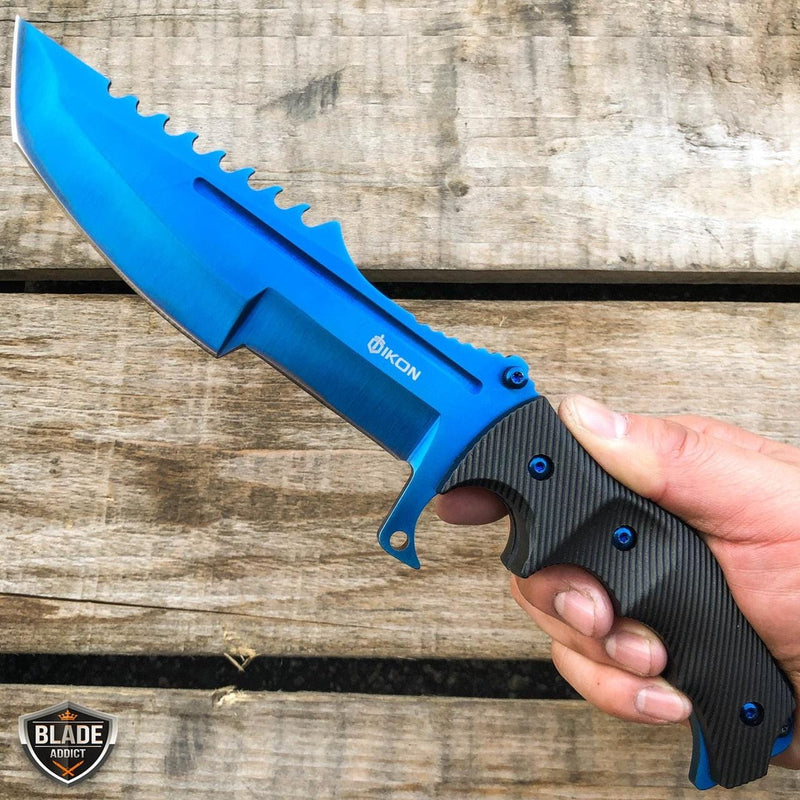 11" CSGO Tactical Hunting Fixed Blade Survival Bowie Tracker Knife NEW Blue - BLADE ADDICT