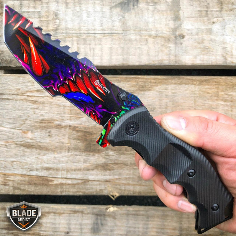 9" CSGO Tactical G10 Folding Spring Assisted Pocket Knife Hyperbeast - BLADE ADDICT