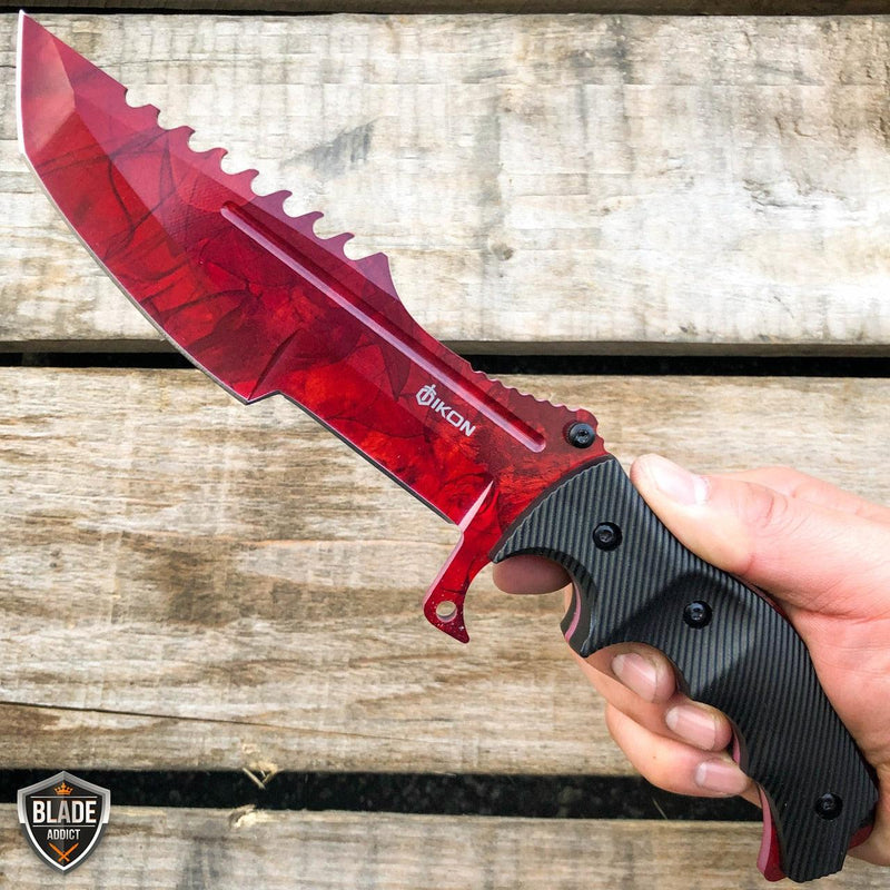 11" CSGO Tactical Hunting Fixed Blade Survival Bowie Tracker Knife NEW Red Ruby - BLADE ADDICT