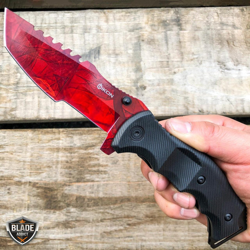 9" CSGO Tactical G10 Folding Spring Assisted Pocket Knife Red Ruby - BLADE ADDICT