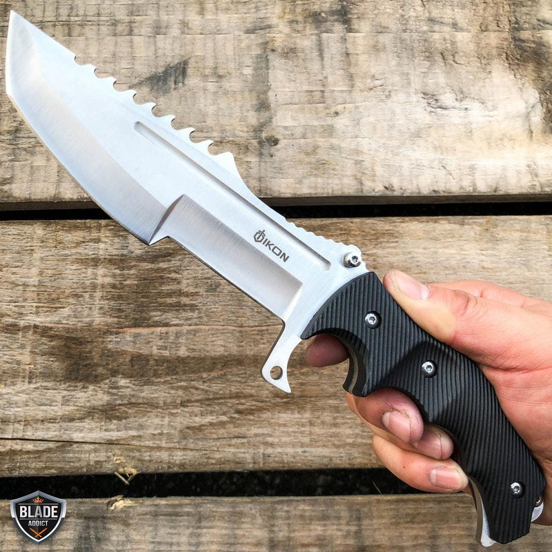 11" CSGO Tactical Hunting Fixed Blade Survival Bowie Tracker Knife NEW Silver - BLADE ADDICT
