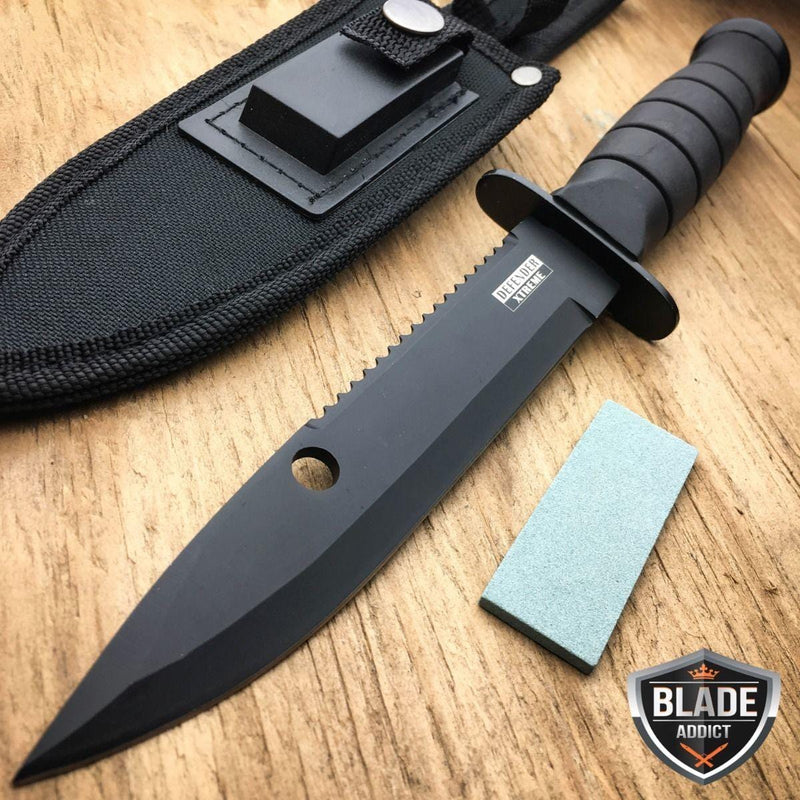 10.5" Tactical Fixed Blade Gut Hook Hunting Survival Knife w Sheath - BLADE ADDICT