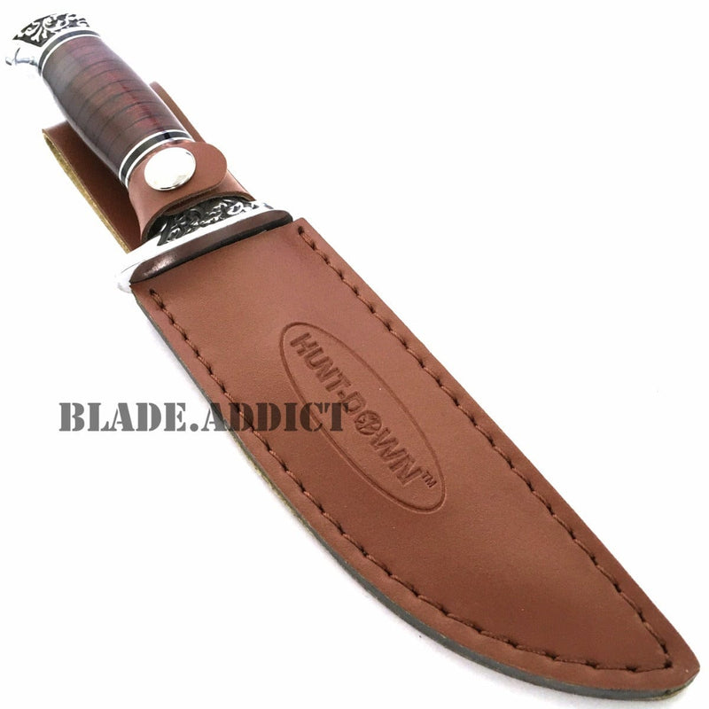 10" Full Tang Fixed Blade Hunting Knife Wood - BLADE ADDICT