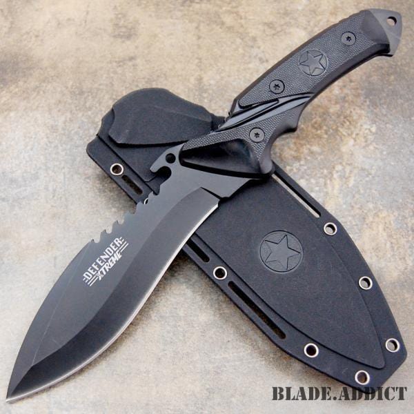 11" Black Hunting Fixed Blade Survival Knife - BLADE ADDICT