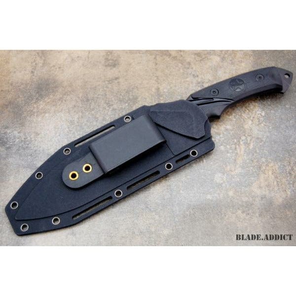 11" Black Hunting Fixed Blade Survival Knife - BLADE ADDICT