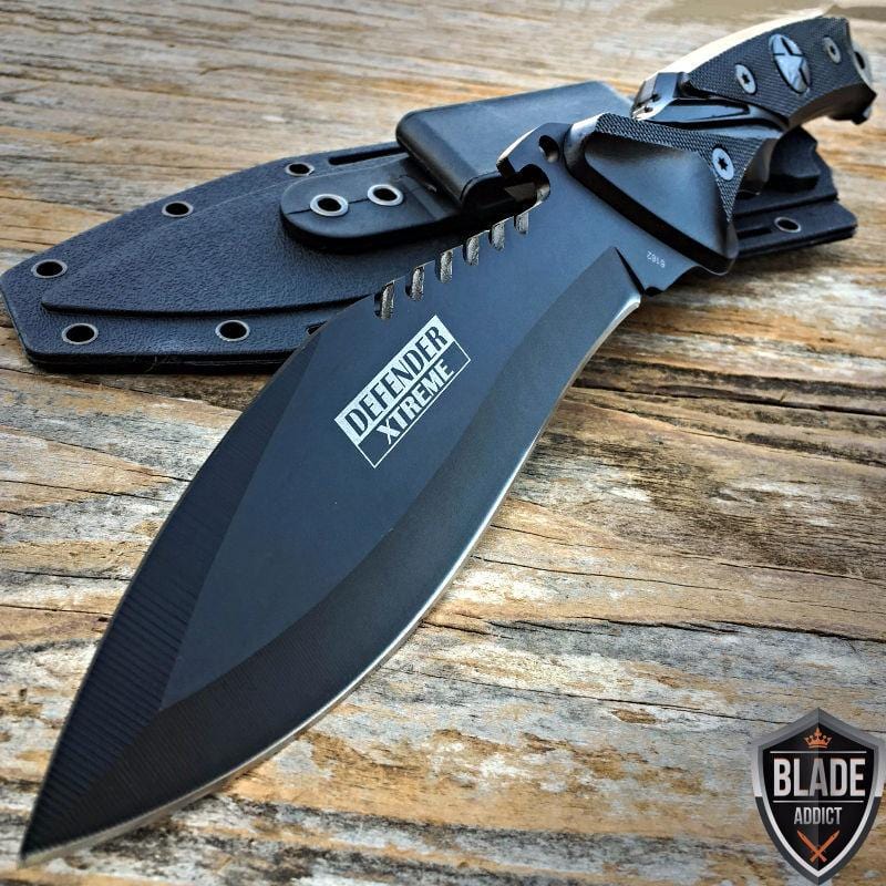 11" Black Hunting Fixed Blade Survival Knife - BLADE ADDICT
