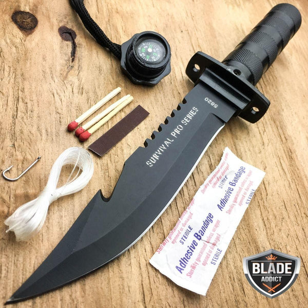 11 Fishing Hunting Survival Knife w/ Sheath Bowie Survival Kit