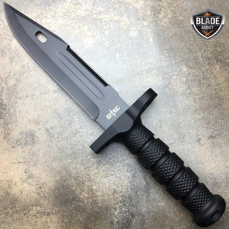 12.5" TACTICAL SURVIVAL Rambo Hunting FIXED BLADE KNIFE Army Bowie - BLADE ADDICT