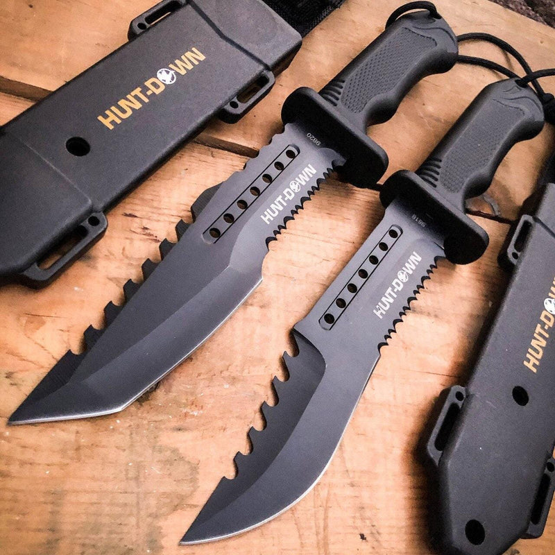12" Tactical Hunting Fixed Blade Bowie Camping Knife For Sale - BLADE ADDICT