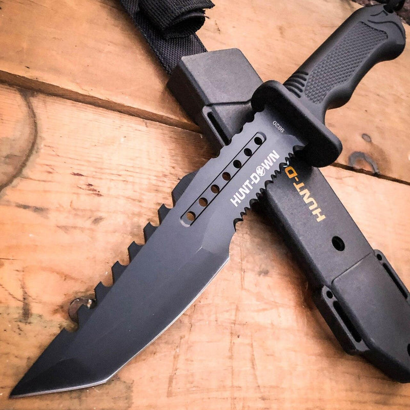 12" Tactical Hunting Fixed Blade Bowie Camping Knife For Sale - BLADE ADDICT