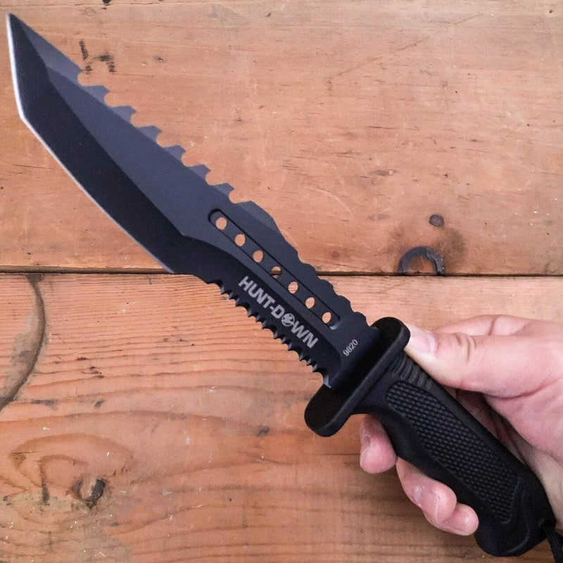 12" Tactical Hunting Fixed Blade Bowie Camping Knife For Sale - BLADE ADDICT
