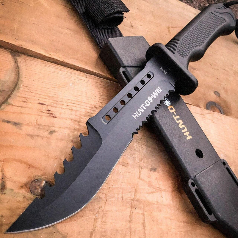 12" Tactical Hunting Fixed Blade Bowie Camping Knife For Sale - BLADE ADDICT