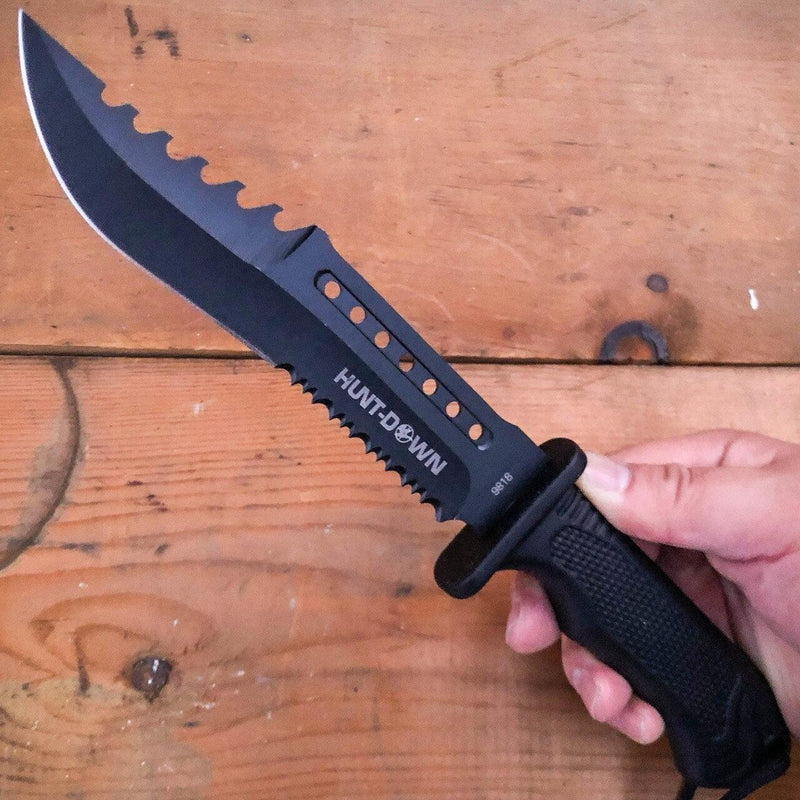 12" Tactical Hunting Fixed Blade Bowie Camping Knife For Sale - BLADE ADDICT
