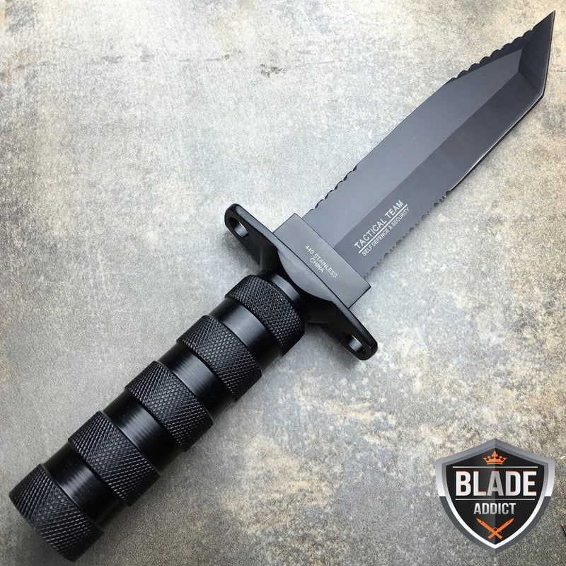 12" Tactical TANTO Hunting Rambo Fixed Blade Knife Machete Bowie - BLADE ADDICT