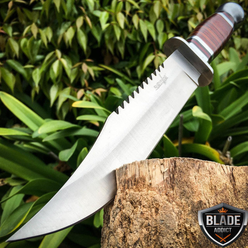 12" Wood Camping Hunting Knife Bowie - BLADE ADDICT