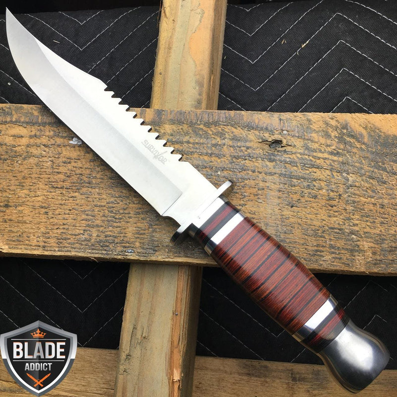 12" Wood Camping Hunting Knife Bowie - BLADE ADDICT