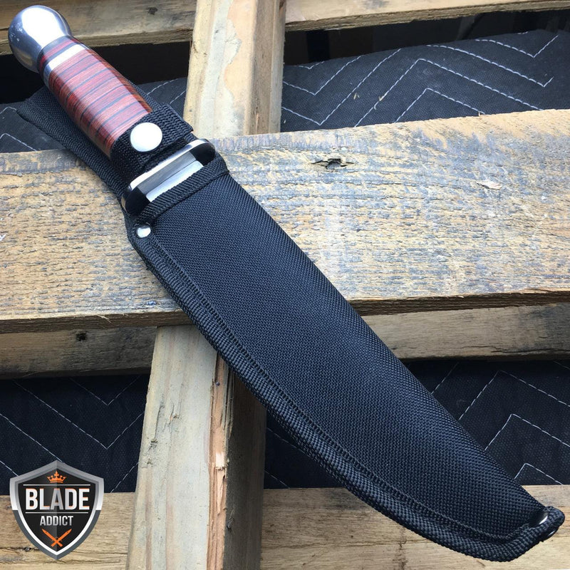 12" Wood Camping Hunting Knife Bowie - BLADE ADDICT