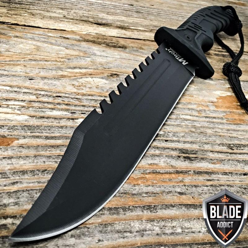 13" MTECH BLACK TACTICAL SURVIVAL Rambo Hunting FIXED BLADE - BLADE ADDICT