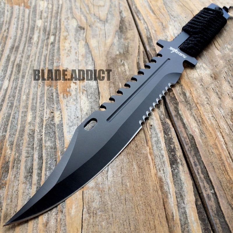 13" TACTICAL SURVIVAL Rambo Full Tang FIXED BLADE KNIFE Hunting w/ SHEATH - BLADE ADDICT