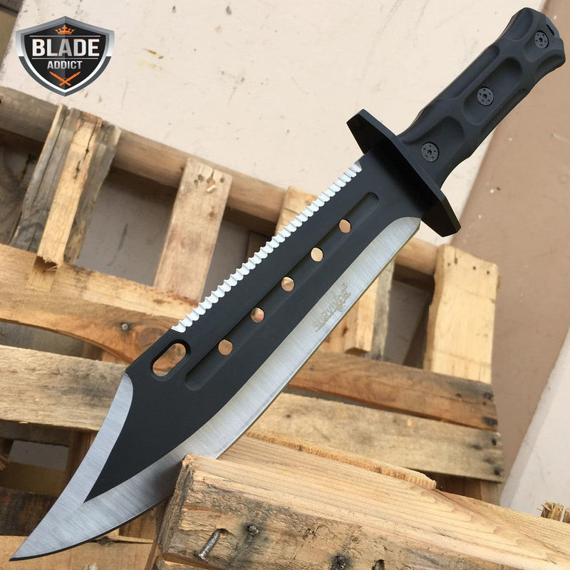 14" TACTICAL SURVIVAL Rambo Full Tang FIXED BLADE KNIFE Hunting - BLADE ADDICT