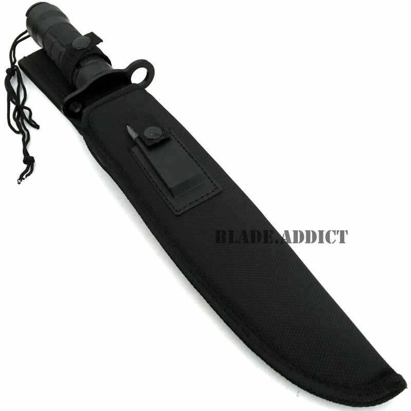 15" Tactical Camping Fixed Blade Knife + Sheath + Survival Kit - BLADE ADDICT