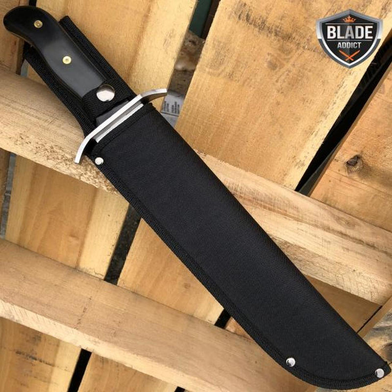 16.5" GATOR BOWIE Machete Tactical HUNTING Survival Fixed BLADE Knife - BLADE ADDICT