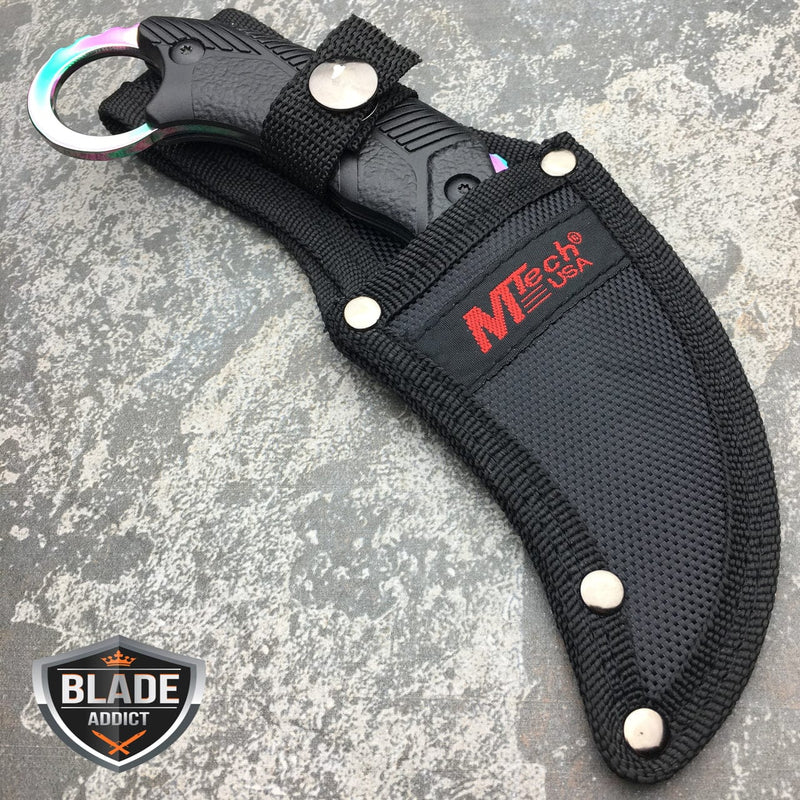 7.5" MTECH Tactical RAINBOW Karambit FULL TANG Hawkbill Knife Claw - BLADE ADDICT
