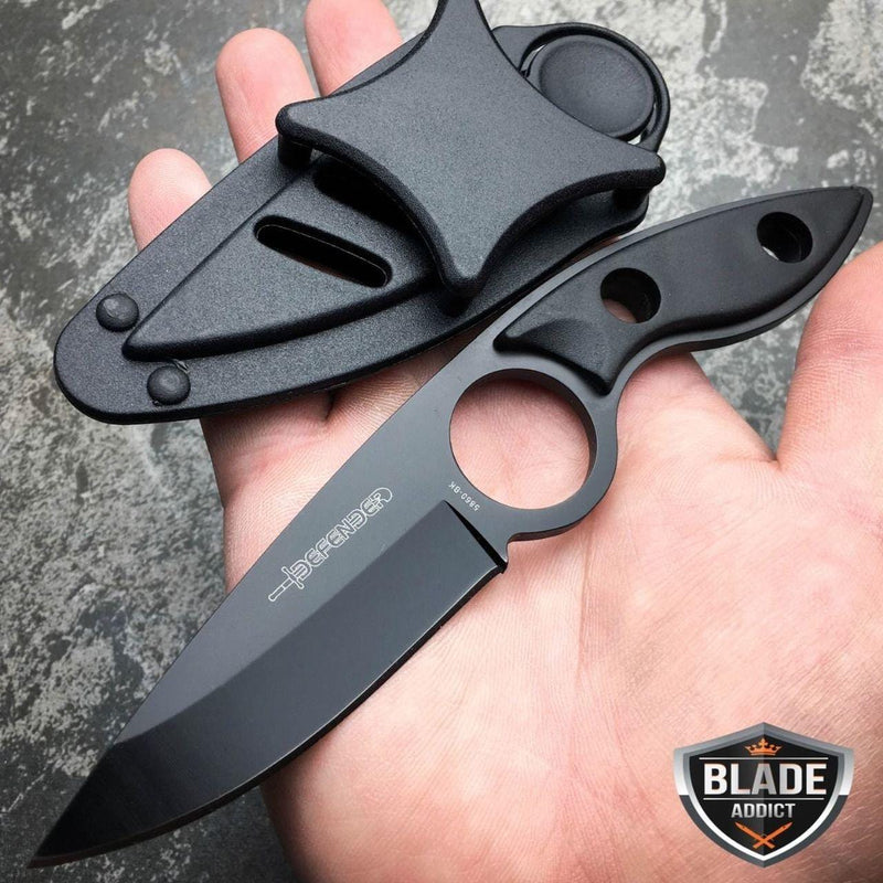 7" MILITARY FIXED BLADE NECK KNIFE w/ SHEATH Boot Camping Pocket - BLADE ADDICT