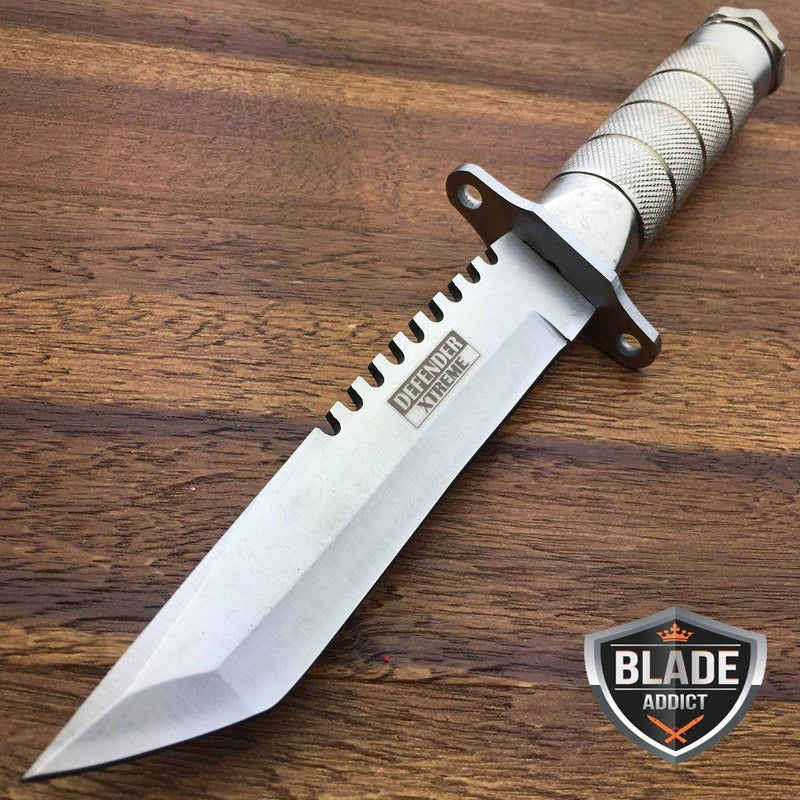 8.25" Tactical Fishing Hunting Knife w/ Sheath Survival Kit - BLADE ADDICT