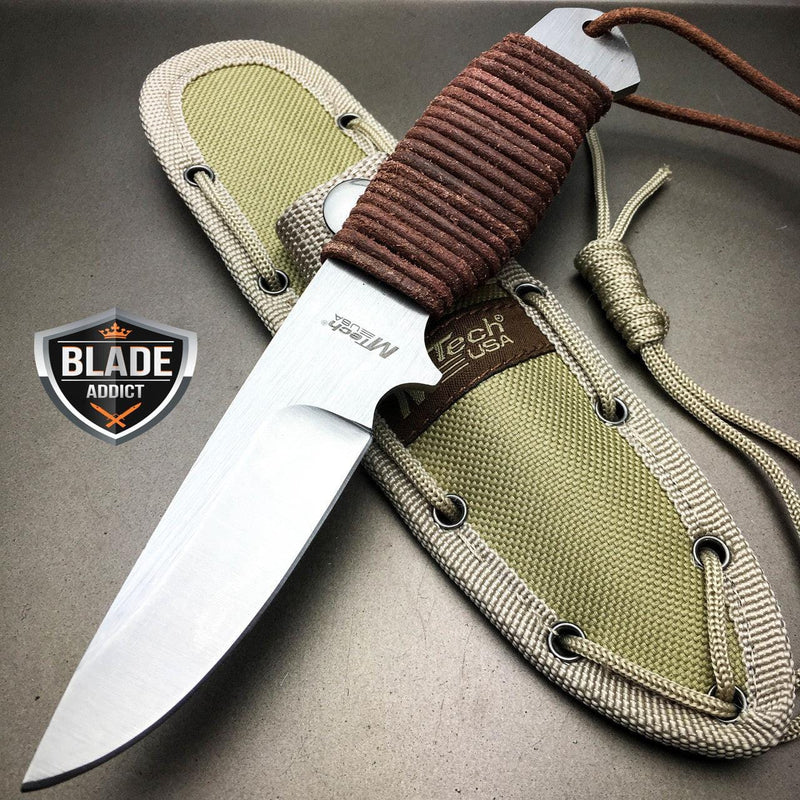 8" MTECH TACTICAL SURVIVAL Leather Hunting FIXED BLADE KNIFE - BLADE ADDICT
