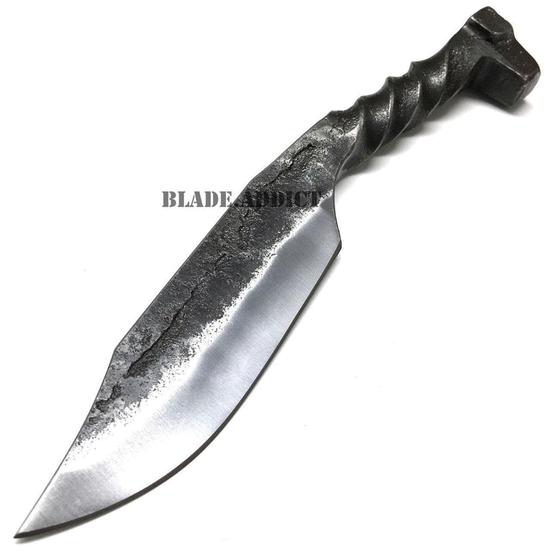 9" Hand Forged Railroad Spike Fixed Blade Knife with Thick Leather Sheath NEW - BLADE ADDICT