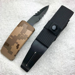 Belt Buckle Fixed Blade Knife - Adjustable Canvas Belt, TPU Buckle - BLADE ADDICT