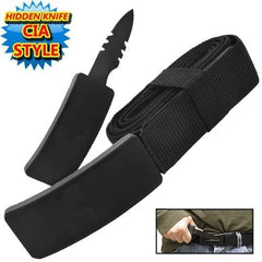 Belt Buckle Fixed Blade Knife - Adjustable Canvas Belt, TPU Buckle - BLADE ADDICT