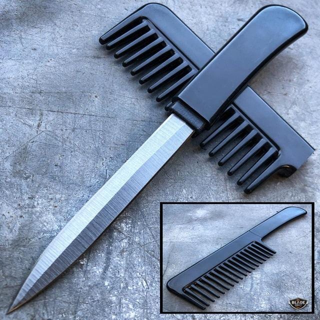 Dapper Defender Self Defense Brush Comb Knife Black - BLADE ADDICT