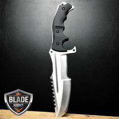 CSGO Fixed Blade Huntsman Survival Knife - Silver - BLADE ADDICT