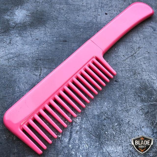 Self Defense Brush Comb With Hidden Knife - Leopard Skin-6C0