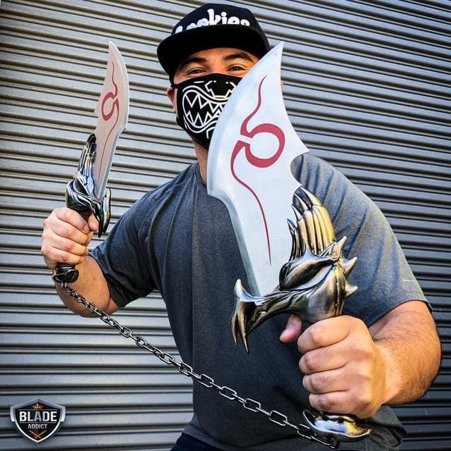 God Of War 17" Chaos War Twin Blade Knives Kratos Sword Dagger Set - BLADE ADDICT