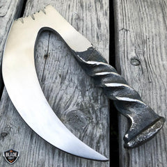 Hand Forged Railroad Spike Carbon Hunting Gut Hook Claw Blade Knife - BLADE ADDICT