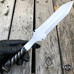Hand Forged Railroad Spike Carbon Steel Hunting Dagger Knife Fixed Blade + Case - BLADE ADDICT