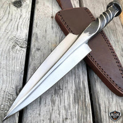 Hand Forged Railroad Spike Carbon Steel Hunting Spear Point Knife Fixed Blade - BLADE ADDICT
