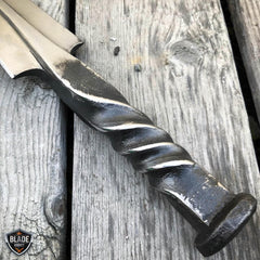 Hand Forged Railroad Spike Carbon Steel Hunting Spear Point Knife Fixed Blade - BLADE ADDICT