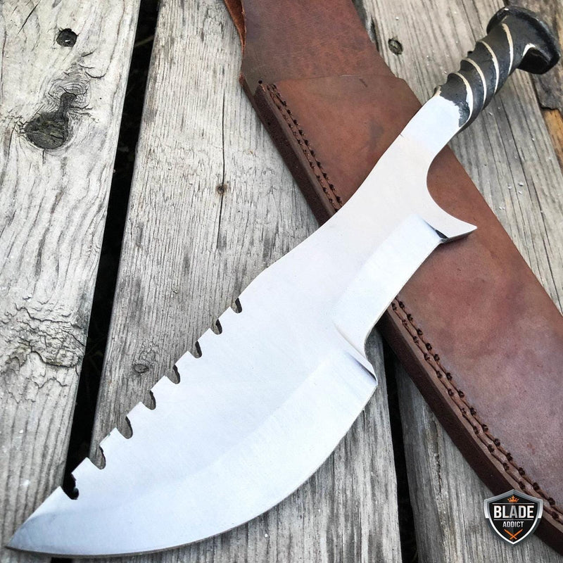 Hand Forged Railroad Spike Carbon Steel Hunting Tanto Tracker Knife Fixed Blade - BLADE ADDICT