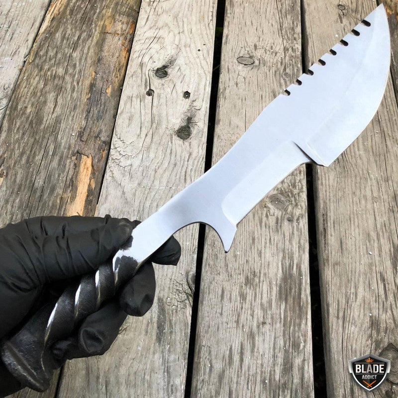 Hand Forged Railroad Spike Carbon Steel Hunting Tanto Tracker Knife Fixed Blade - BLADE ADDICT