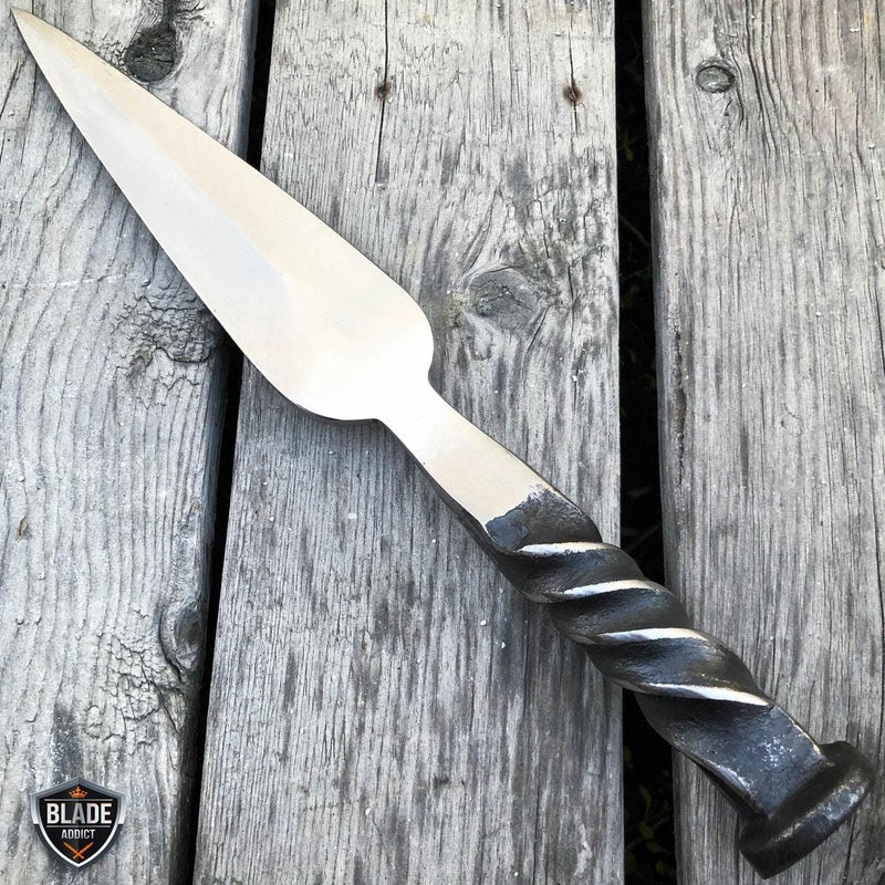 Hand Forged Railroad Spike Carbon Tactical Needle Point Dagger Knife - BLADE ADDICT