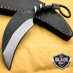 Hand Forged Railroad Spike Fixed Blade Hunting Knife Carbon Steel Karambit - BLADE ADDICT