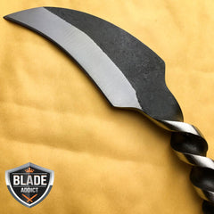 Hand Forged Railroad Spike Fixed Blade Hunting Knife Carbon Steel Karambit - BLADE ADDICT