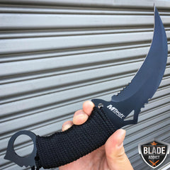 MTECH BLACK TACTICAL KARAMBIT KNIFE SURVIVAL HUNTING BOWIE Fixed Blade - BLADE ADDICT