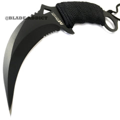MTECH BLACK TACTICAL KARAMBIT KNIFE SURVIVAL HUNTING BOWIE Fixed Blade - BLADE ADDICT