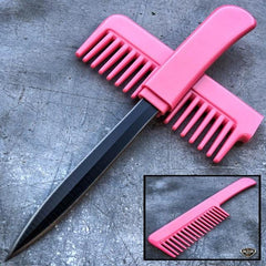 Dapper Defender Self Defense Brush Comb Knife Pink - BLADE ADDICT